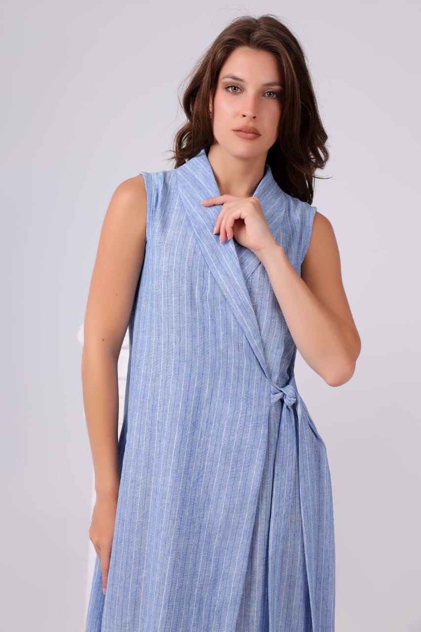 Amara wrap linen dress