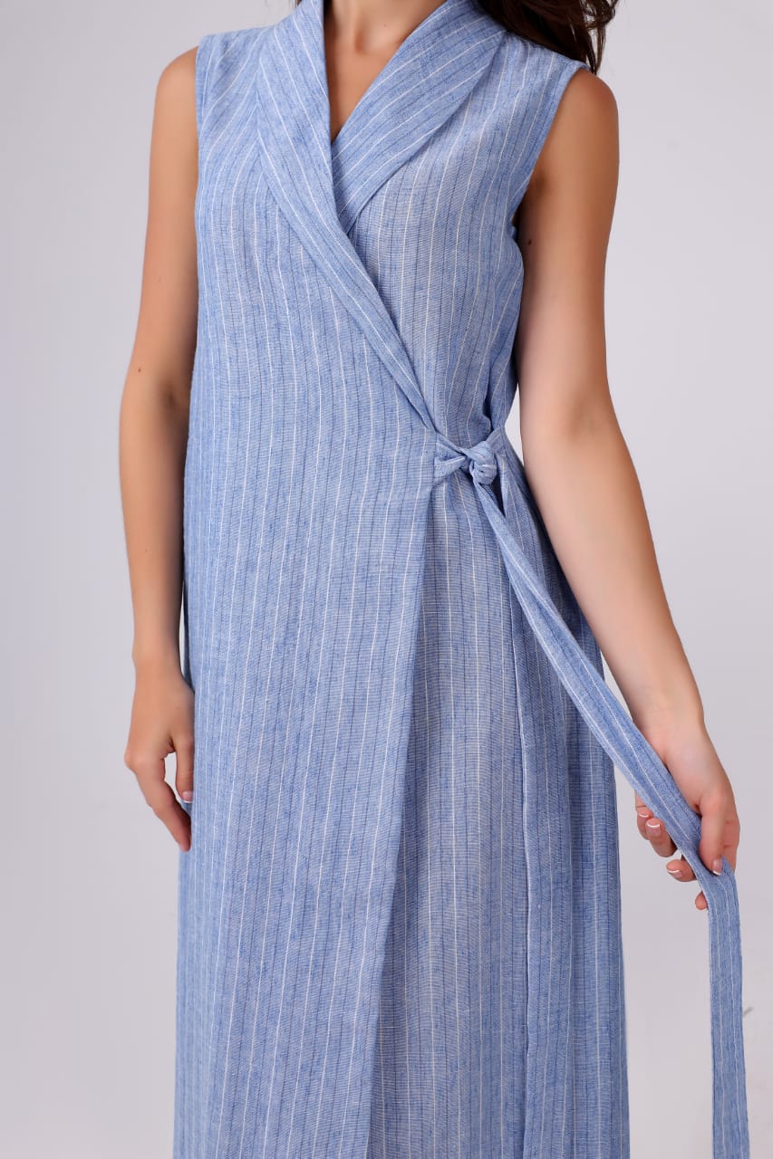 Amara wrap linen dress