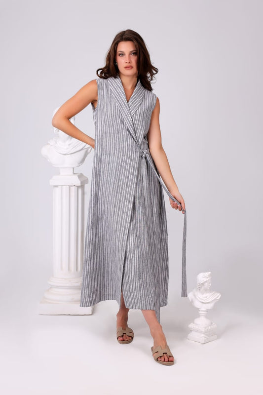 Amara wrap linen dress