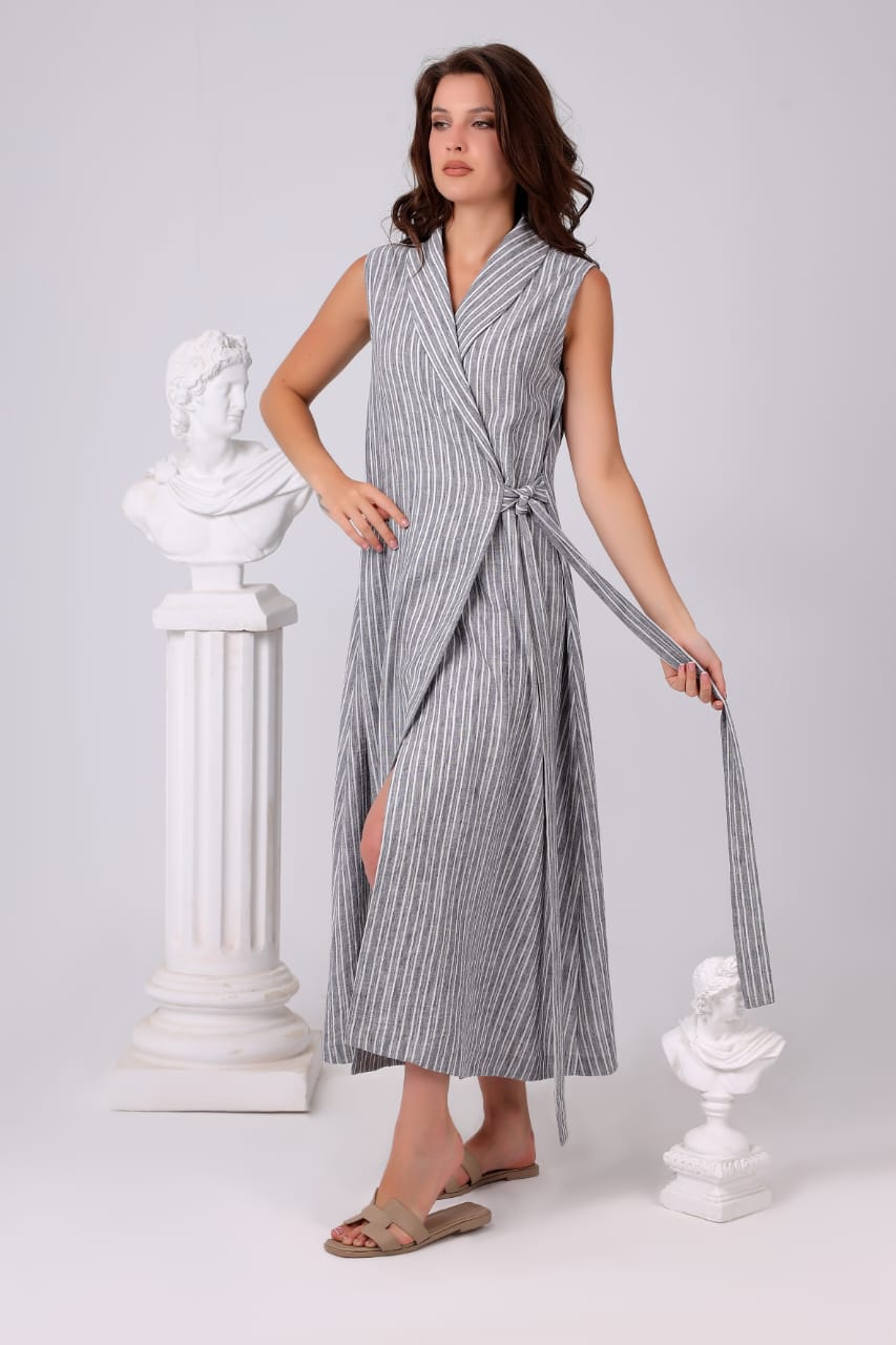 Amara wrap linen dress